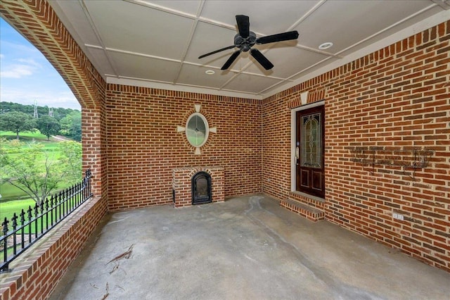 view of patio with ceiling fan