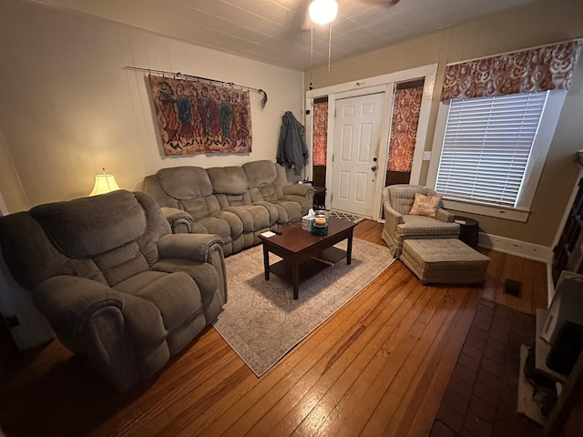 living room with wood finished floors