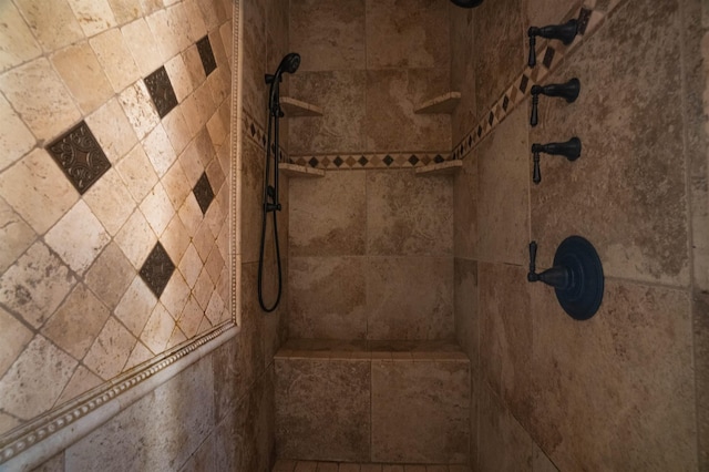 interior details with tiled shower