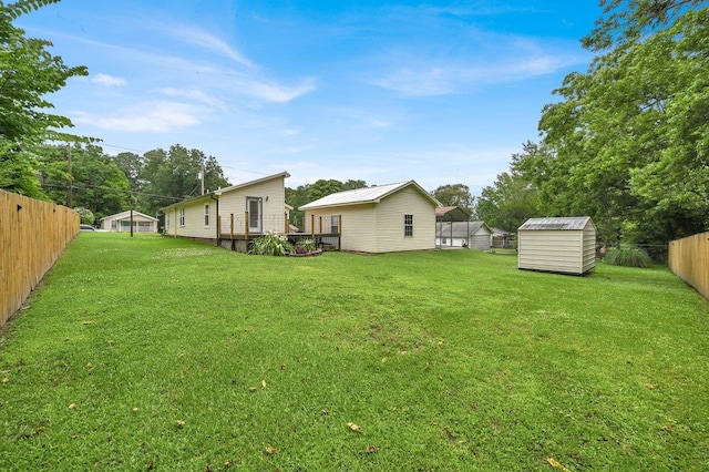  - fenced backyard with a shed