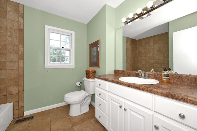  - bathroom with vanity and tile patterned floors