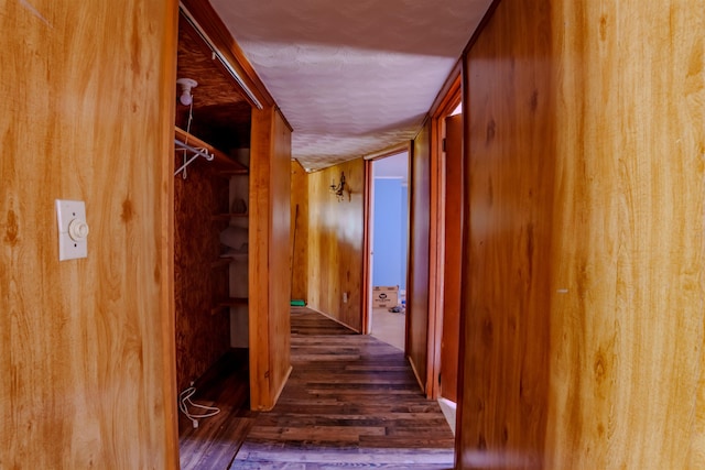 hallway featuring dark wood-style flooring