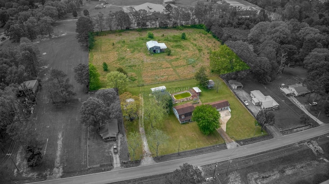 aerial view with a rural view