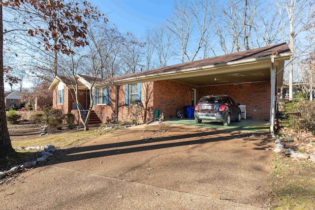 exterior space featuring a carport