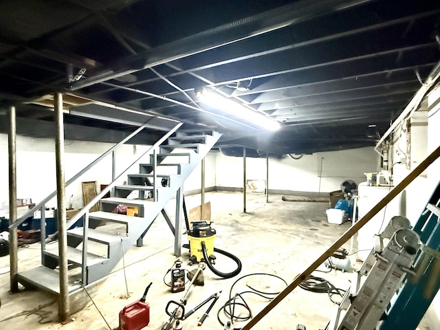 below grade area with stairway