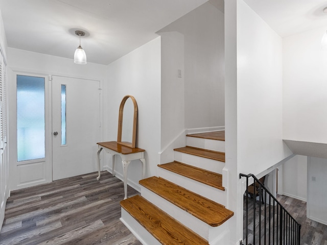 entryway with dark hardwood / wood-style floors