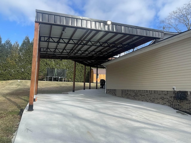 view of patio / terrace featuring a trampoline