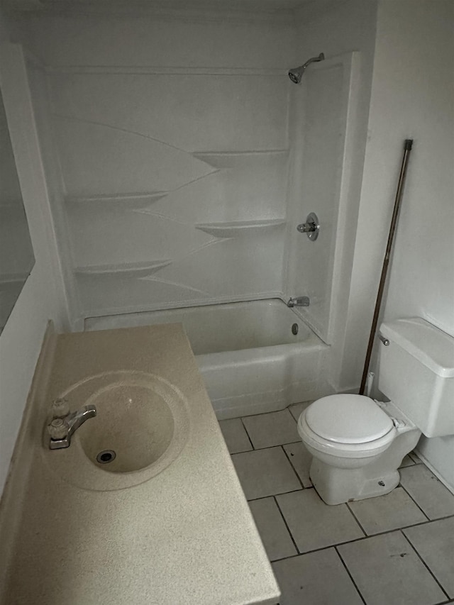 full bathroom with tile patterned flooring,  shower combination, toilet, and sink