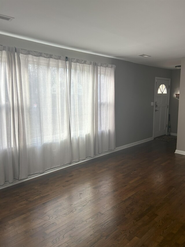 entryway with dark hardwood / wood-style flooring and a wealth of natural light