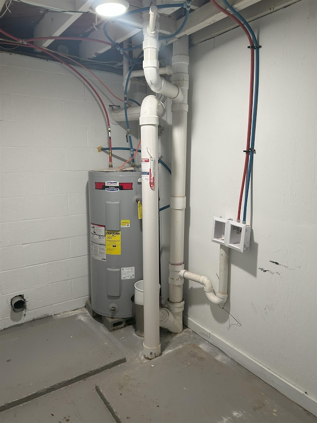 utility room featuring electric water heater