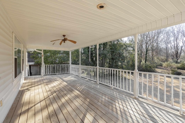 deck featuring ceiling fan