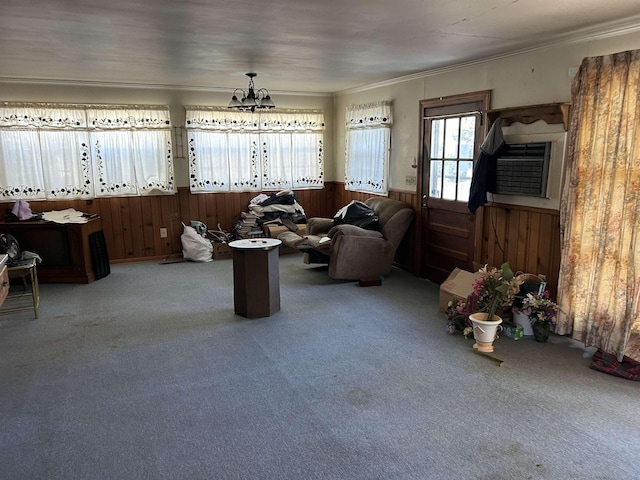 sunroom featuring a notable chandelier