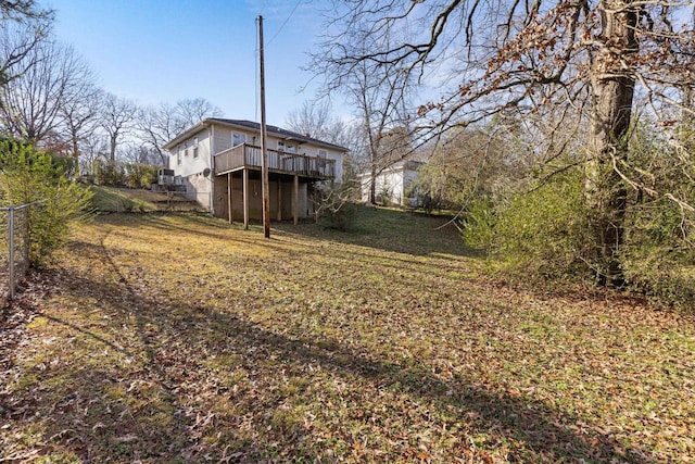 view of yard with a deck