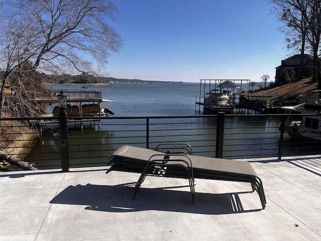 view of dock featuring a water view