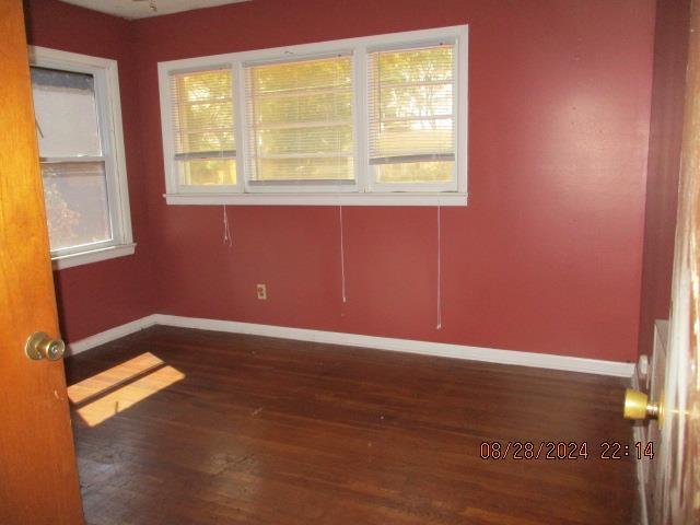 spare room with dark hardwood / wood-style floors