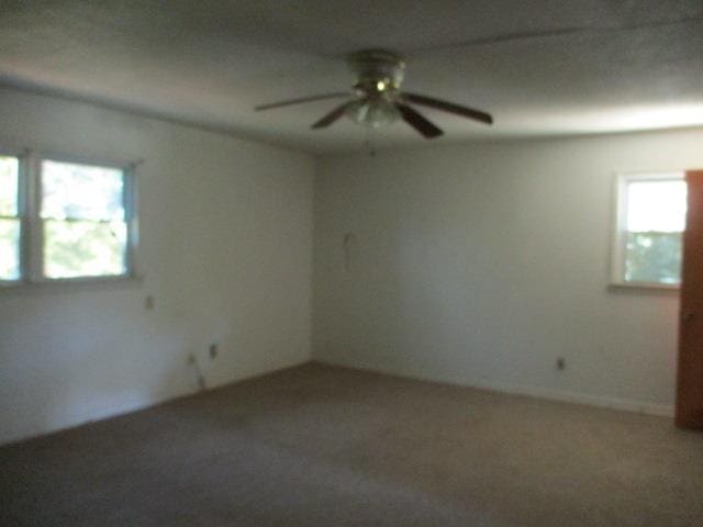 empty room with carpet and ceiling fan