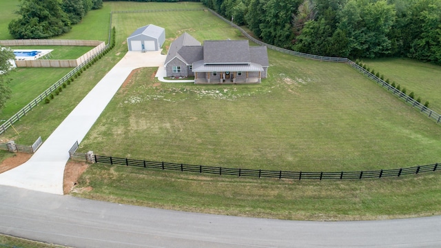 aerial view with a rural view
