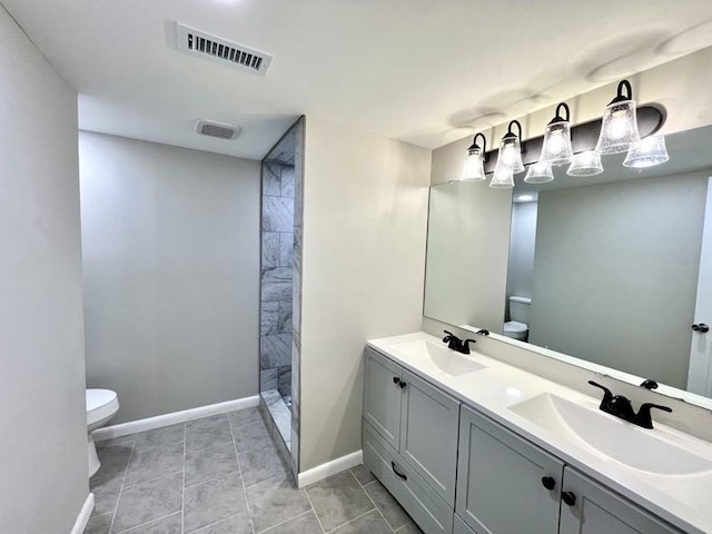  - full bath featuring double vanity and a walk in shower