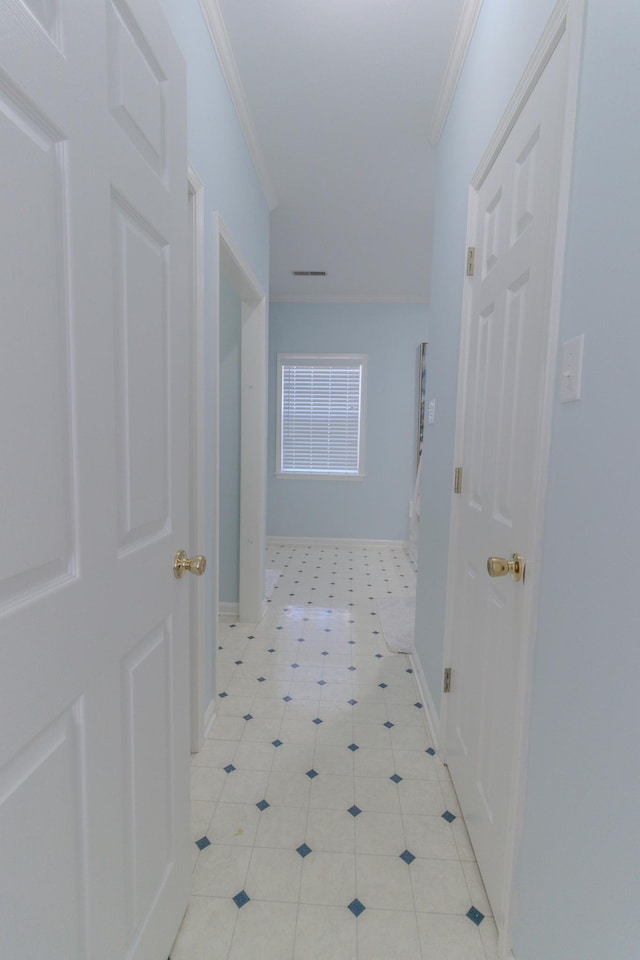 corridor with crown molding