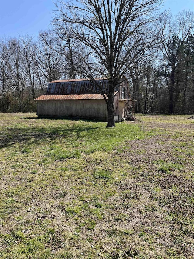 view of yard with an outbuilding