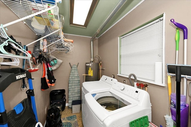  - washroom with washer and dryer and water heater
