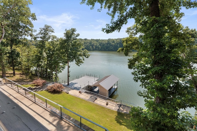 dock area featuring a water view