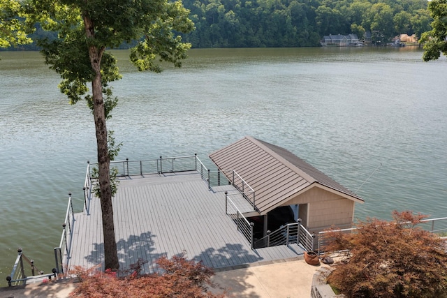 view of dock featuring a water view