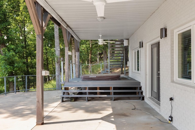 view of patio / terrace featuring a ceiling fan