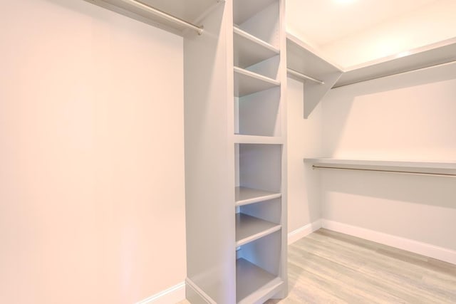 walk in closet with hardwood / wood-style flooring