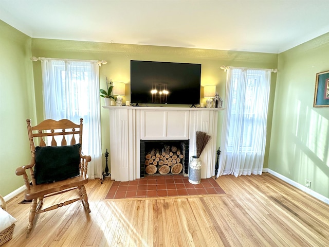 sitting room featuring light hardwood / wood-style floors