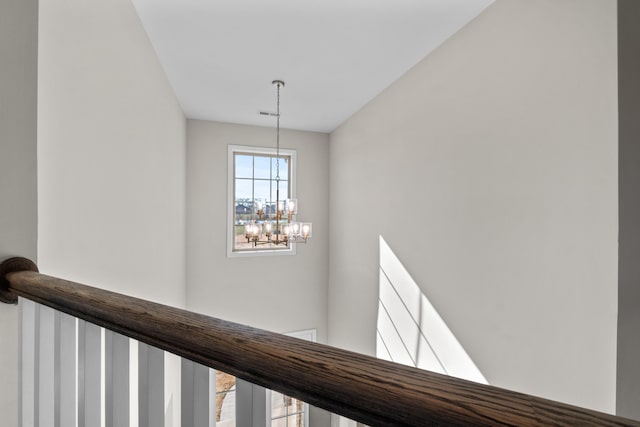 interior details with a chandelier