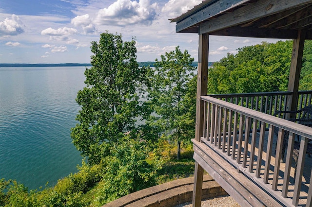 exterior space featuring a water view