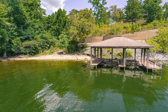 view of dock featuring a water view