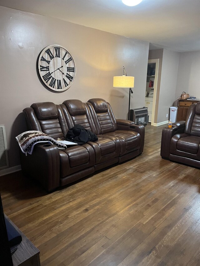 living room with dark wood-type flooring