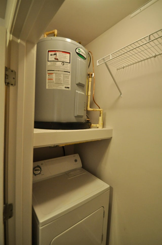 utility room featuring washer / clothes dryer and electric water heater