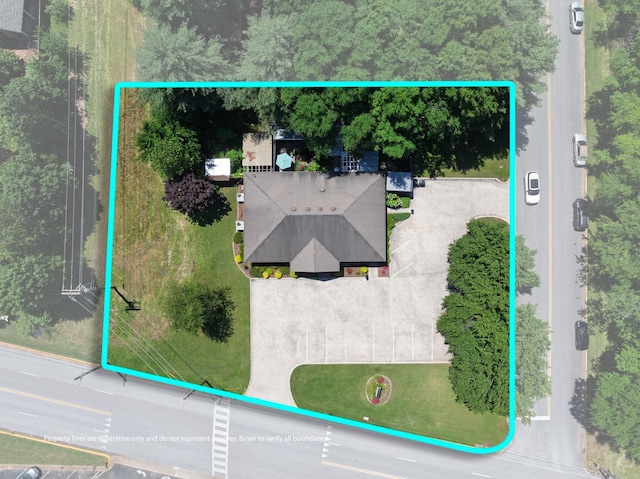  - aerial view of property and surrounding area with property parcel outlined