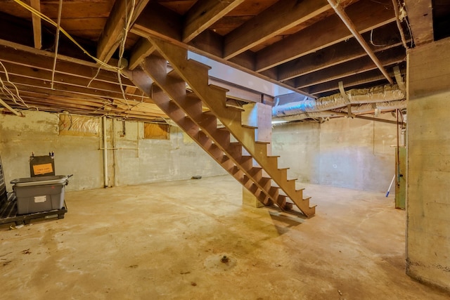  - unfinished basement featuring stairway