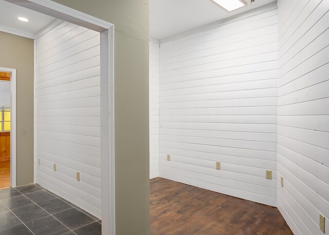 interior space with dark tile patterned floors