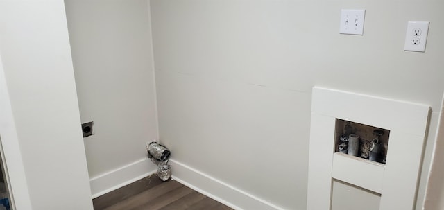 laundry room featuring wood-type flooring and hookup for an electric dryer