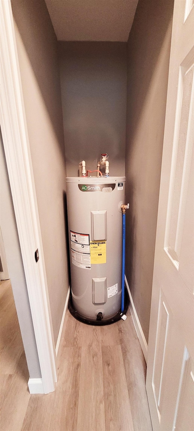 utility room with electric water heater