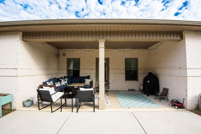 view of patio / terrace with an outdoor living space