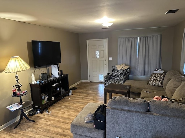 living room featuring light hardwood / wood-style floors