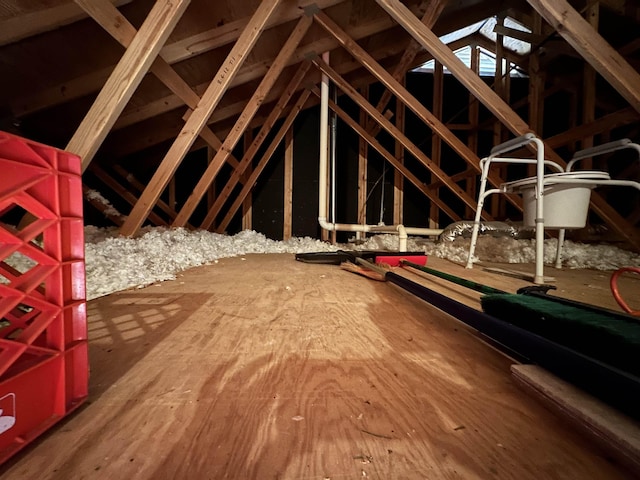 view of unfinished attic