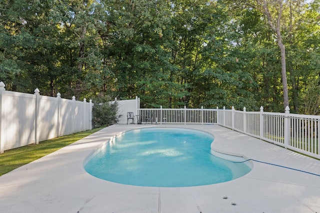 view of pool with a fenced backyard and a fenced in pool