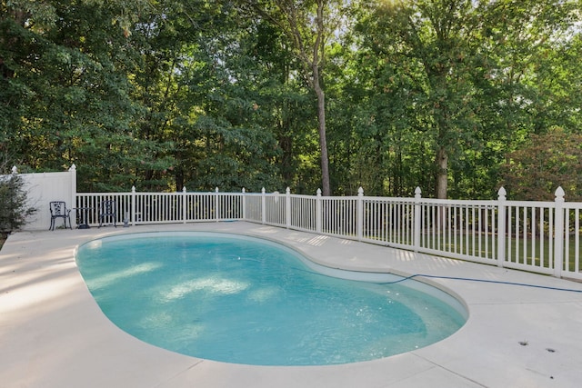 view of pool with a fenced in pool and a patio