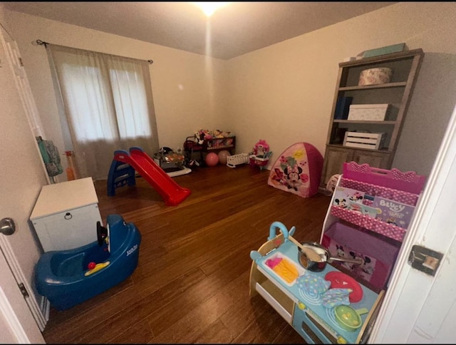 recreation room featuring dark hardwood / wood-style floors