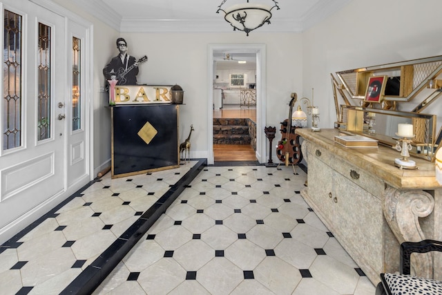 foyer entrance with crown molding