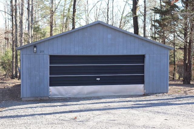 view of detached garage