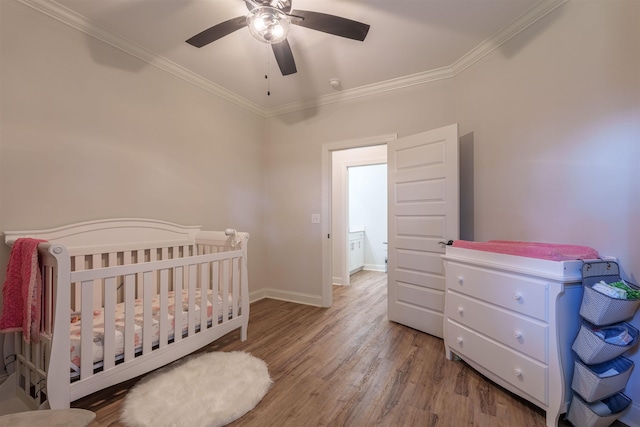181 Silver Leaf Ln, Florence, AL - bedroom featuring ornamental molding, wood finished floors, and a ceiling fan