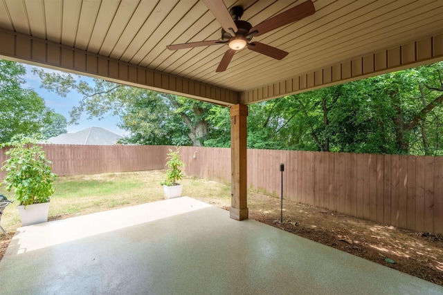 181 Silver Leaf Ln, Florence, AL - fenced backyard featuring a patio and a ceiling fan